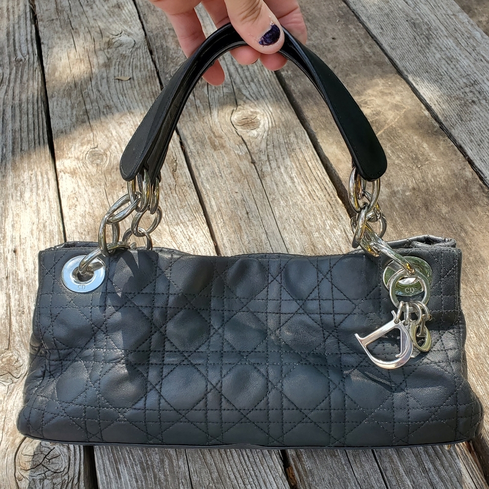 East West Lady Dior Cannage Lambskin Leather